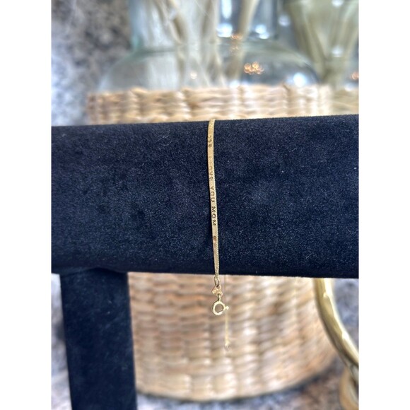 14K Yellow Gold "I Love You Mom" Serpentine Bracelet 7" Elegant Mother's Day Gif - Picture 3 of 6